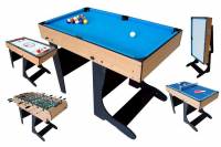 Table Multi-Jeux Pieds Pliables : Baby-foot, Billard, Air Hockey, Ping-pong, Tableau Blanc (12 jeux) RILEY